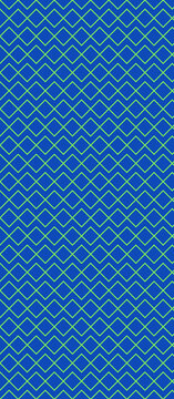 Geometric diamond pattern with blue and green lines