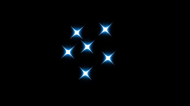 Twinkle glitter stars sparkling on black screen, white doodle cartoon star shine animation overlay.lowing light effect, retro shine movement.sparkling stars Shine animation,4k video