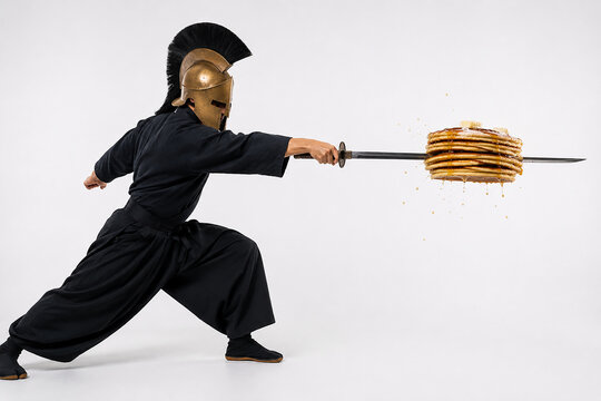 pancake man with a sword