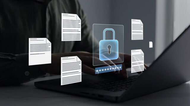 Protected digital documents with advanced encryption, secure file storage, privacy controls, authentication, business compliance, document security, confidential information management.