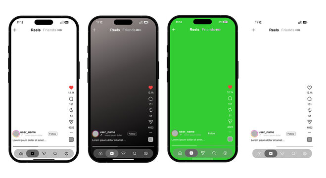 instagram reels page mockup isolated on transparent background with latest updates and buttons	