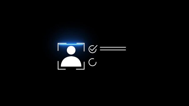 Glowing neon Identification cards, ID Card icon animation. parsons verify icon animation.Motion graphics of concept