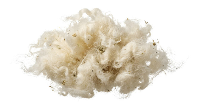 Fluffy raw white wool fleece with organic bits