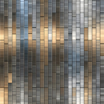 Modern brushed metal wallpaper texture composed of slim rectangular blocks in precise repeating rows
