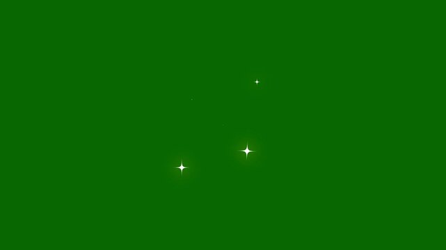 Twinkle glitter white cartoon doodle animation, flat vector blinking shining light twinkling effect glowing on transparent background, starry sky festive overlay 4K video