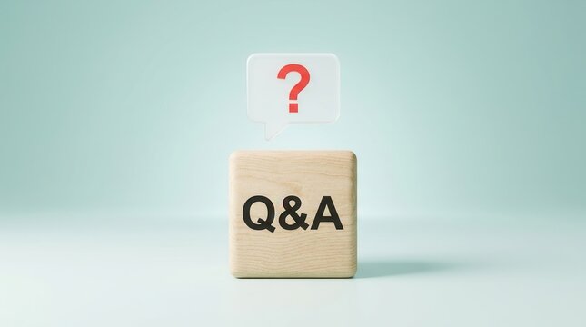 Q&A abbreviation on wooden cubes for website and social network help center concepts.