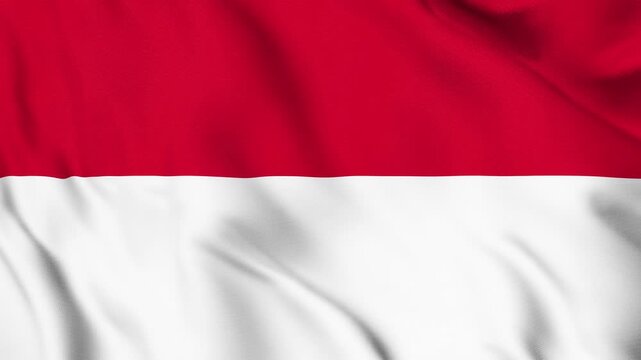 Monaco National Flag Waving in Wind with Realistic Fabric Texture, Seamless Loop Animation 4K