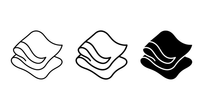 Stack of Paper Icons, Folded Napkin Vector Graphics, Layered Sheet Symbols