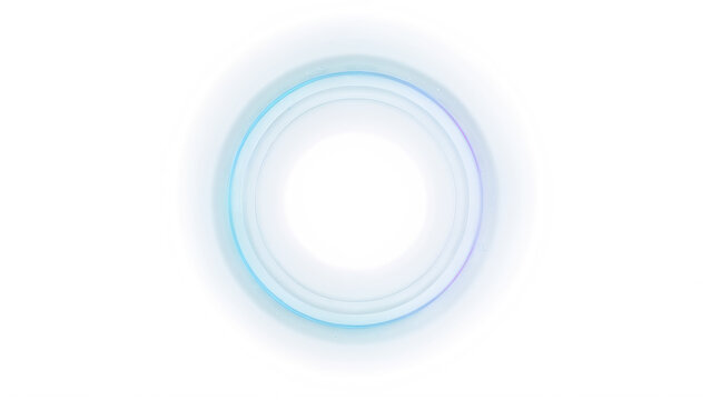 Glowing blue and purple neon circular light ring effect isolated on transparent background