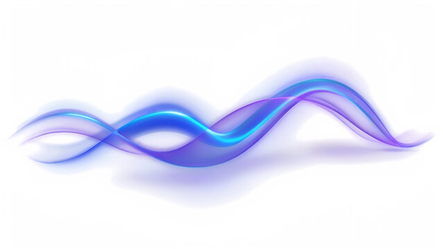 Abstract glowing blue and purple light wave effect isolated on transparent background