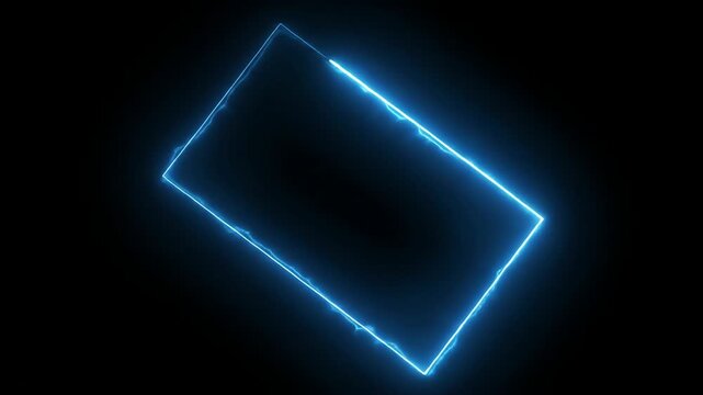 Floating blue neon rectangle glow on dark background