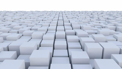 Obraz premium Endless White Cubes Arranged in a Grid Pattern Extending to the Horizon image photo