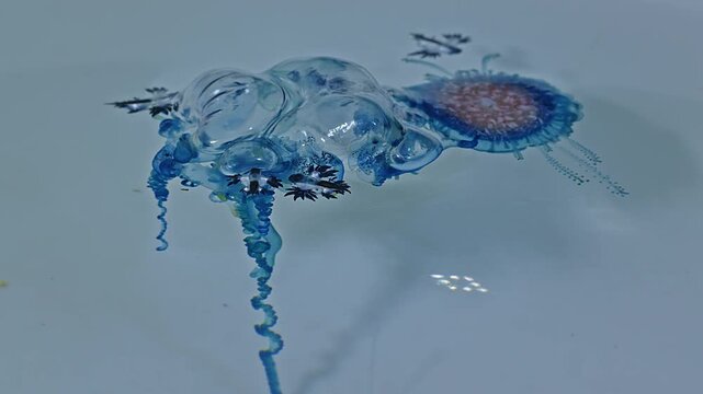 Beautiful Blue Dragons are small, shiny silver-blue creatures that look beautiful and unusual. However, they contain deadly poison from the prey they eat, such as the fire jellyfish.