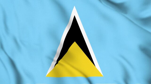 Saint Lucia National Flag Waving in Wind with Realistic Fabric Texture, Seamless Loop Animation 4K