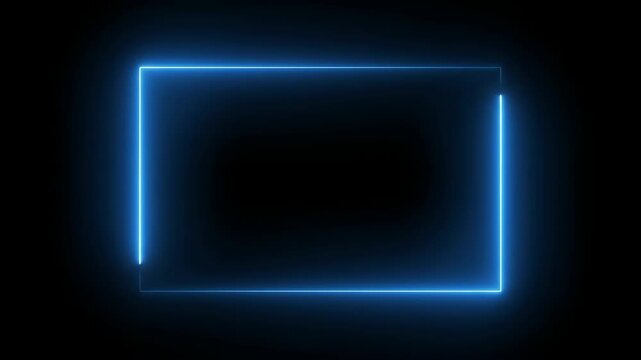Neon blue glowing rectangle frame on dark background