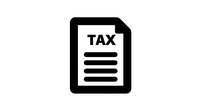 Tax document icon illustration. Representing financial document with the word 'TAX' printed on it. This image symbolizes financial obligation and paperwork.