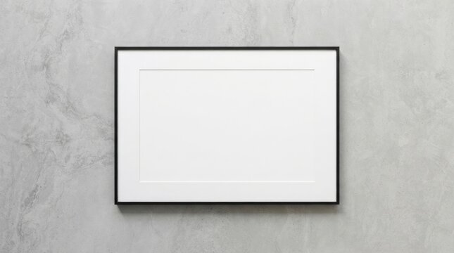 Blank picture frame mockup on a textured wooden block wall