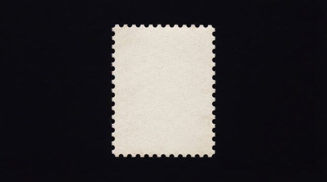 Blank postage stamp isolated on black wooden block surface background