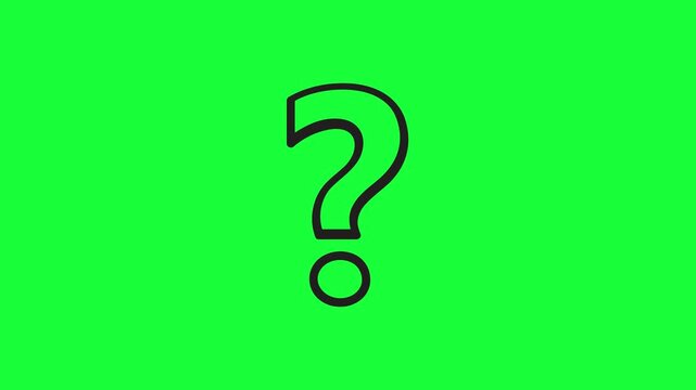 Black outline question mark symbol isolated on a green background