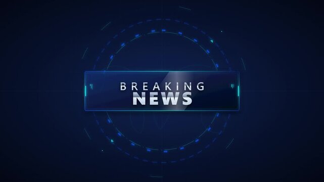 Breaking news broadcast intro with futuristic hud digital overlay and motion media