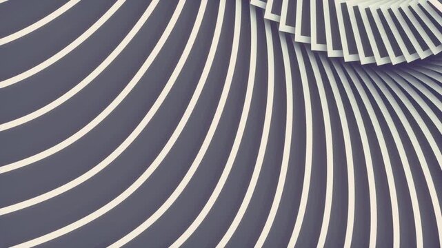 Abstract Monochrome 3D Kinetic Wave Pattern Loop