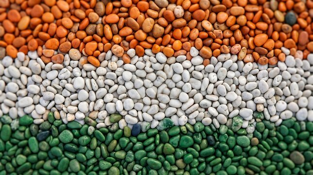 Indian Tricolor Made from Colorful Lentils and Pulses