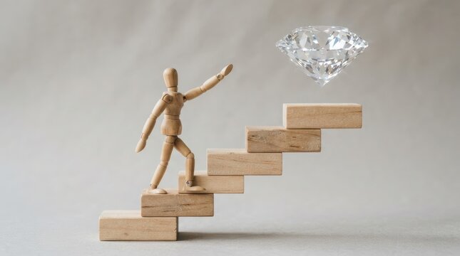 Wooden block staircase representing business growth and personal career development