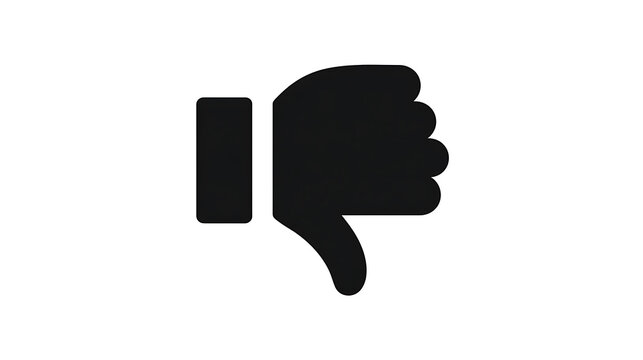A black thumb down icon on a white background, symbolizing disapproval or disagreement