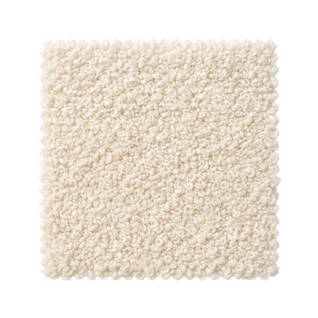 Cream white boucle fabric swatch square with textured loops