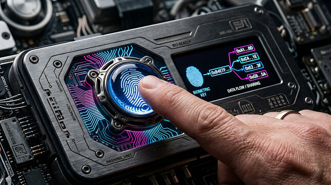 Biometric Fingerprint Reader on Cyber Board &ndash; Secure User Access and Data Encryption Interface