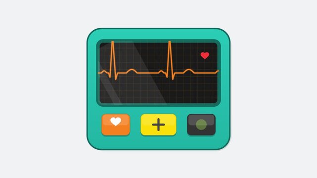 Animated Medical Heart Monitor Displaying EKG Pulse Waveform Rhythm