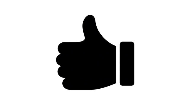 A black silhouette icon of a thumbs up gesture against a white background. This symbol conveys approval and agreement.
