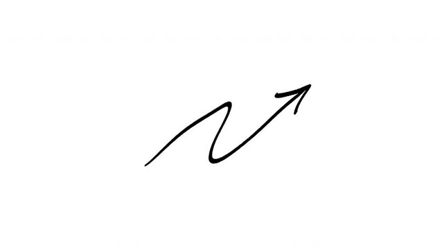 Hand-drawn black squiggle arrow pointing up isolated on white background