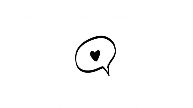 Hand-drawn heart in a speech bubble, minimalist doodle icon on white