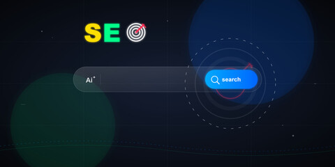 Naklejka premium Digital search interface with seo optimization graphic on transparent background
