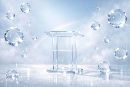 Crystal Dew Hydration Podium with Luxury Water Beauty Background for Skincare Brand