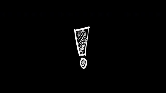 Hand-Drawn White Exclamation Mark on Black Background