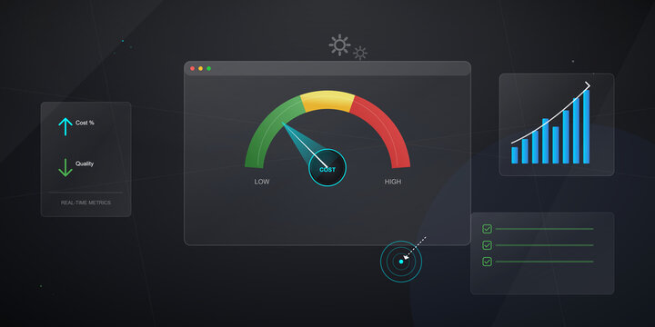 Digital dashboard interface on transparent background