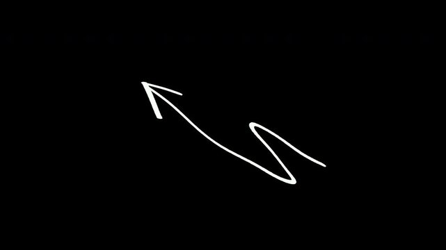 Hand Drawn White Arrow Sketch on Black Background