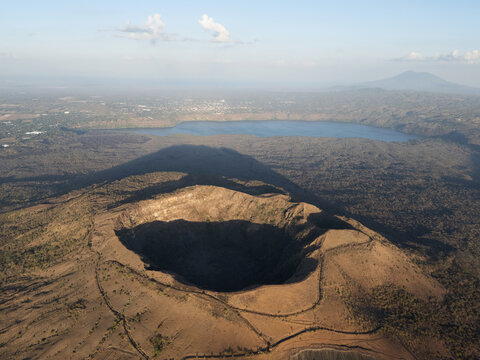 Volcano crater and lagoon landscape in Nicaragua