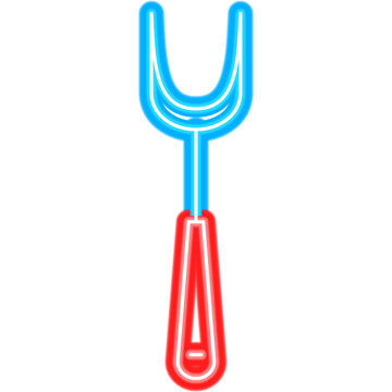 Meat Fork Neon Sign. Barbecue Glowing Icon. Vector Illustration of Kitchen Utensil and BBQ Grill Object.