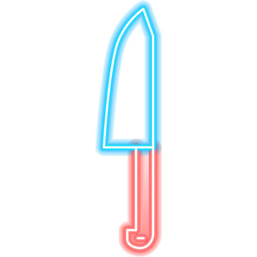 Chef Knife Cutlery Neon Sign. Glowing Icon. Illustration of Kitchen Utensil and Menu Object.