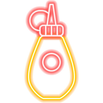 Mustard Bottle Neon Sign. Glowing Icon. Illustration of Savory Packaging and Cafe Concept Object.