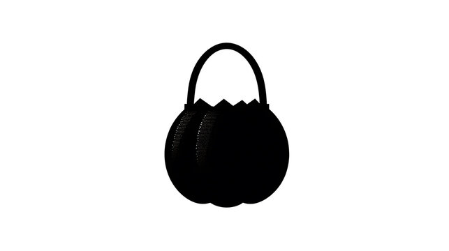A black cauldron with a handle, typically associated with Halloween or witchcraft