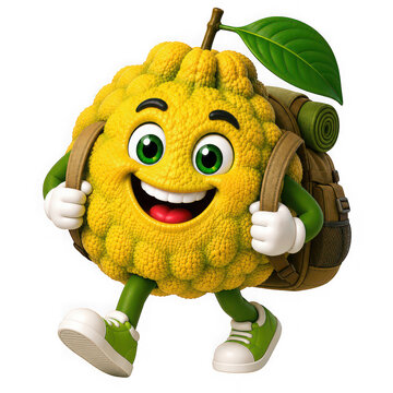 Happy smiling cartoon melon character walking with arms and legs