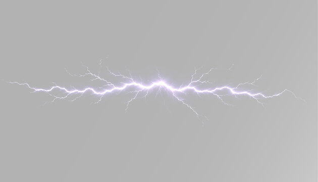 Electric lightning strike with branching plasma and dramatic high voltage storm energy