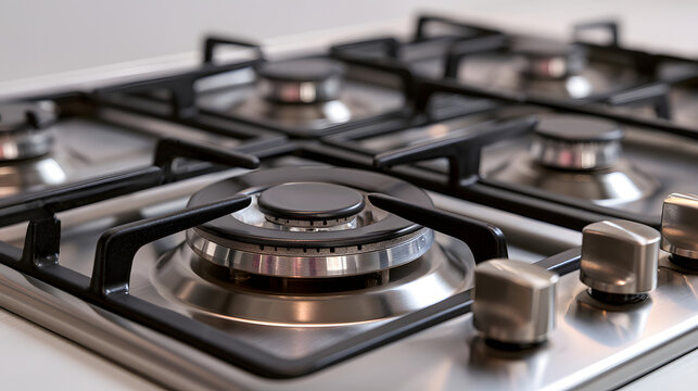 An image of a contemporary stainless steel gas stove top