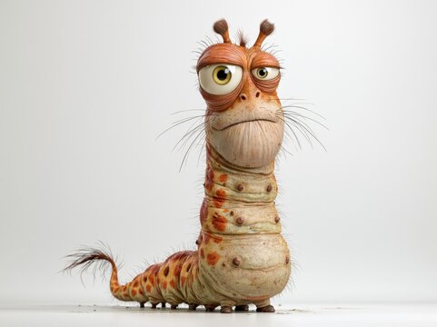 Expressive funny caterpillar-like monster.
