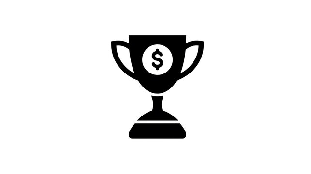 A silhouette of a trophy with a dollar sign inside, symbolizing financial success or reward