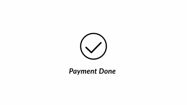Check mark icon with payment successful text animation on transparent background, Payment successfully text animation, 4k video motion ,Tick mark payment done icon complete accept animation in 4K